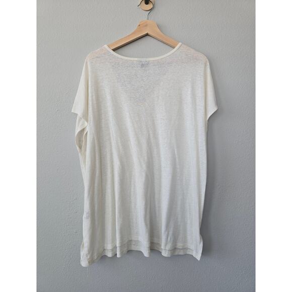 Torrid 2X Ivory V-Neck Slub Knit Tee Soft Basic Plus Size Casual T-Shirt Minimal - Picture 3 of 6